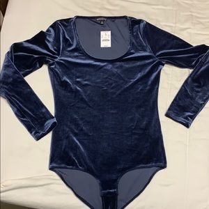 NWT JCrew Blue velvet scoop neck bodysuit